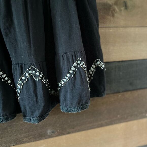 90s Y2K Vanity Black Beaded Gem Mini Skirt Elastic Pull On Waist - Picture 3 of 5